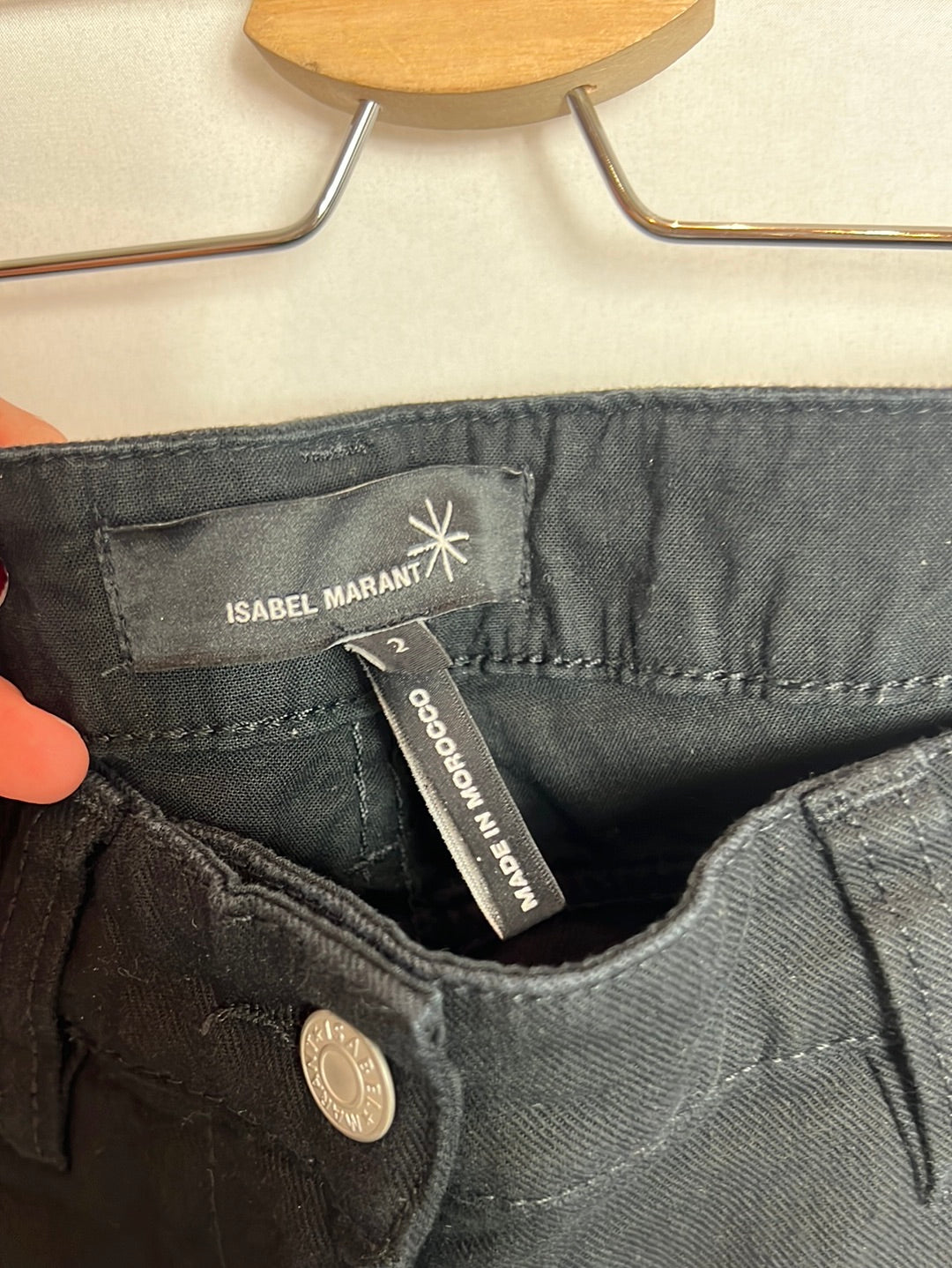 ISABEL MARANT. Black skinny denim with embroidery. Size 2(M)