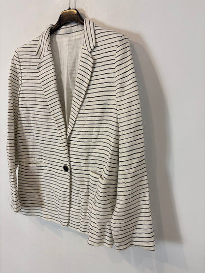 ACNE STUDIOS. Blazer lino blanca rayas textura