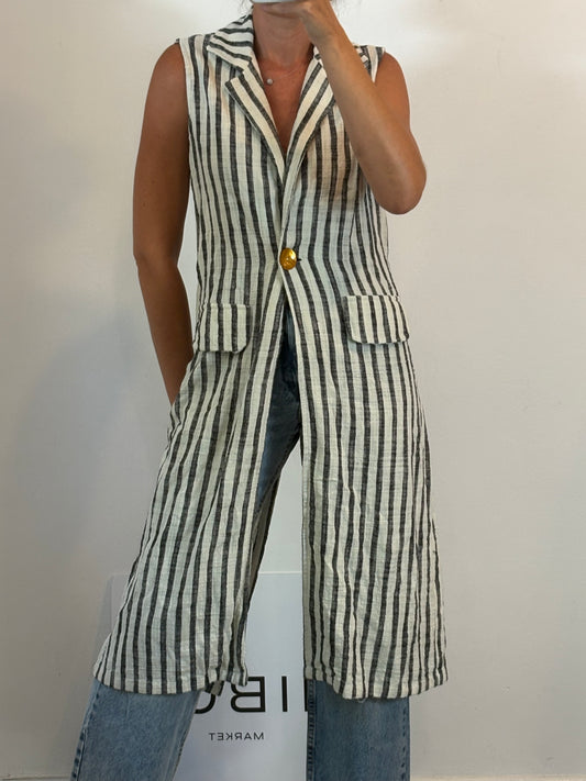 ZUA. Long striped vest. TS/M
