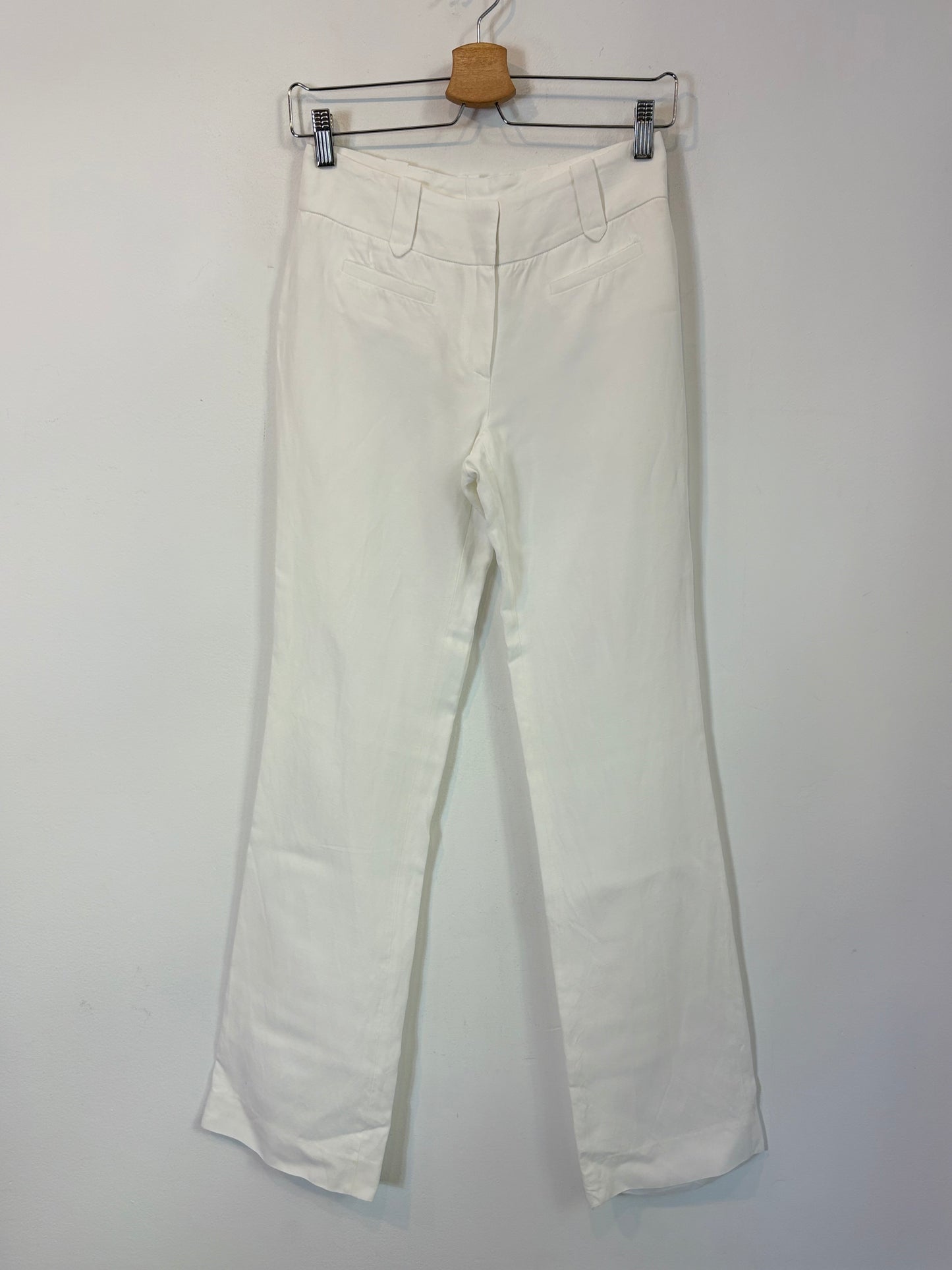 MASSIMO DUTTI. Pantalón blanco con lino. T 36