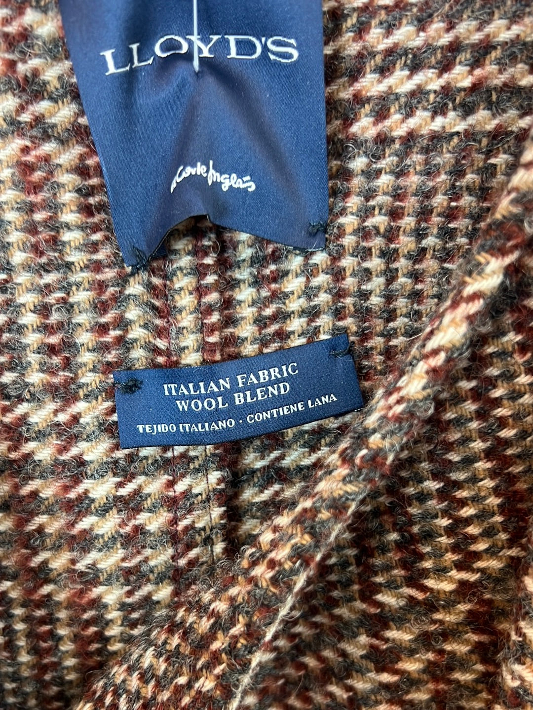 LLOYD'S. Abrigo cuadros flecos T.xs