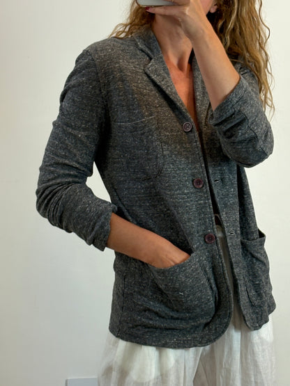 AMERICAN VINTAGE. Blazer gris jaspeado algodón
