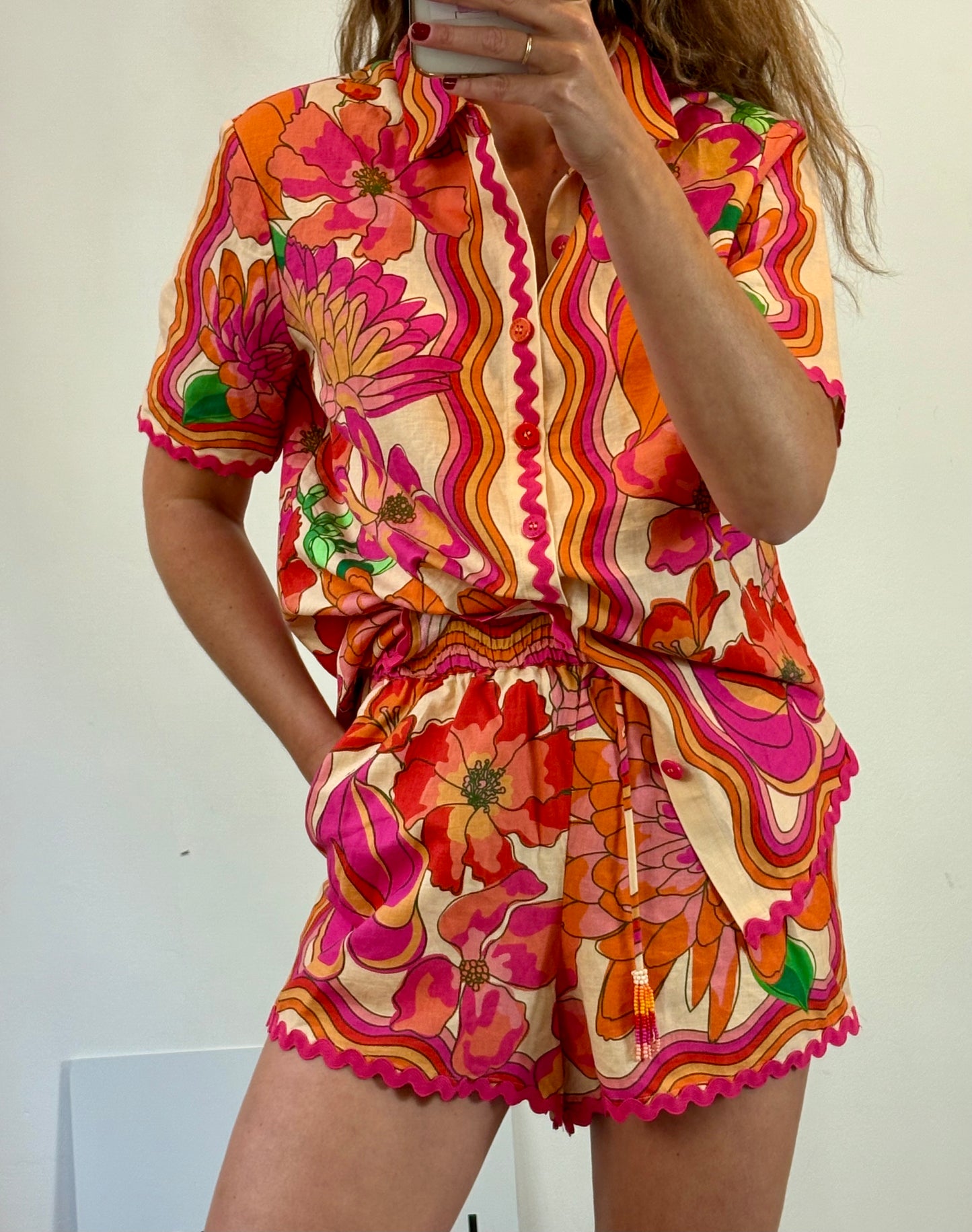 FARM RIO. Conjunto estampado fucsia