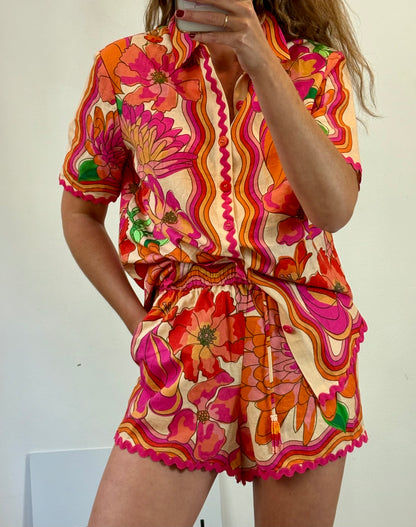 FARM RIO. Conjunto estampado fucsia