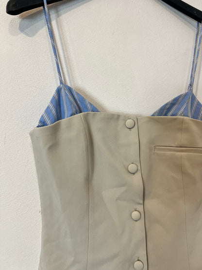 ZARA. Vestido corto corse beige