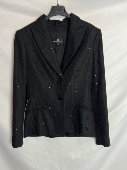 JAVIER LARRAINZAR. Black sequin mini blazer. Size 38