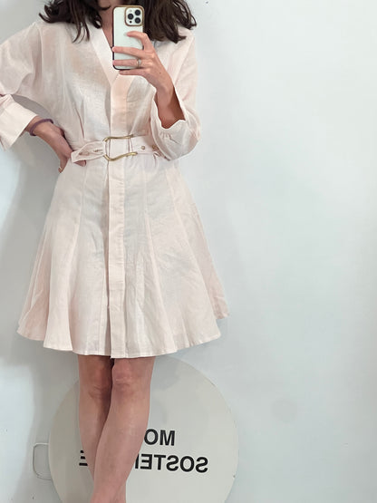 BY PAULA JUNYET. Vestido lino rosa T.s