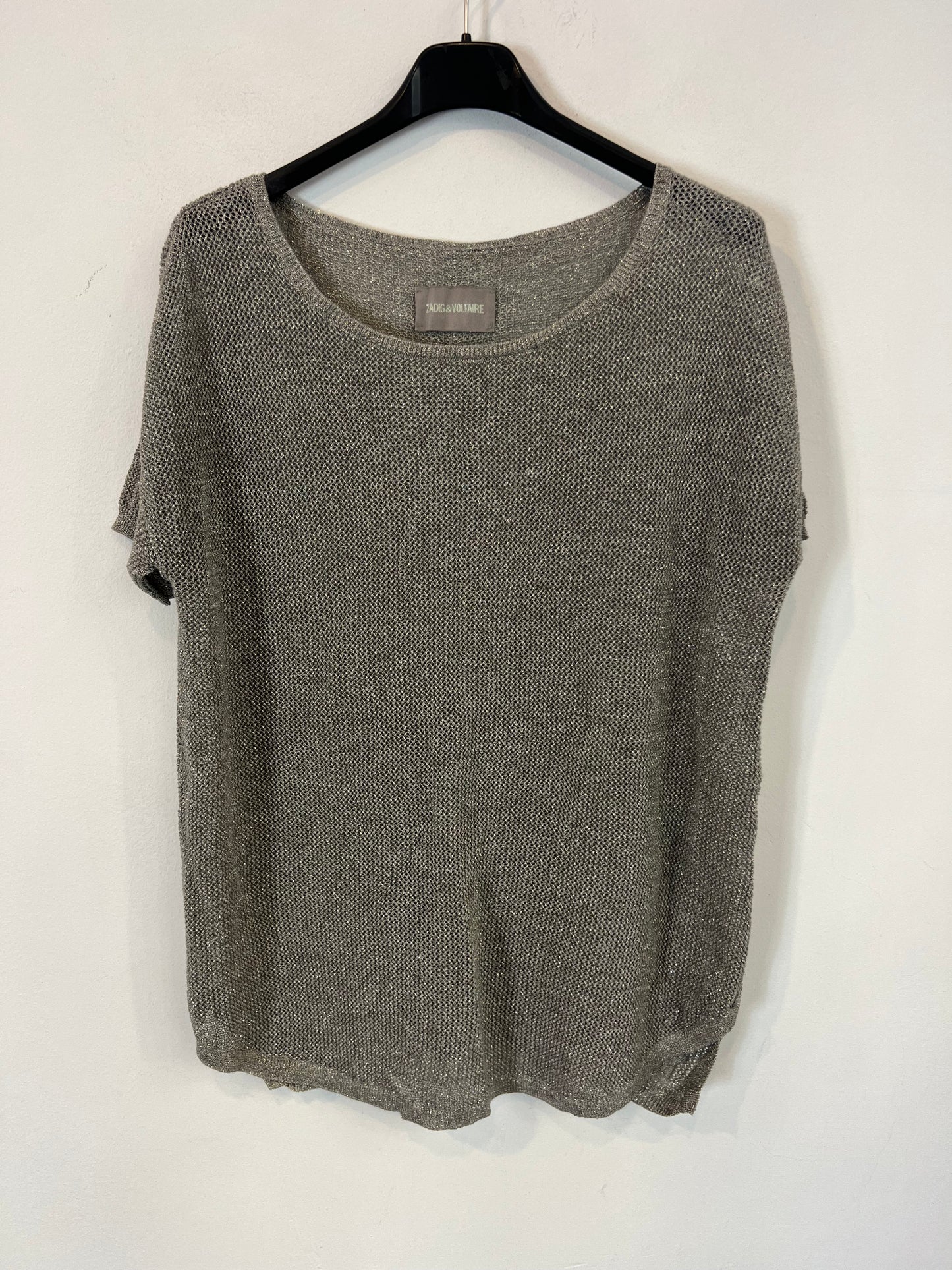ZADIG&VOLTAIRE. Top gris hilos plateadas T.m