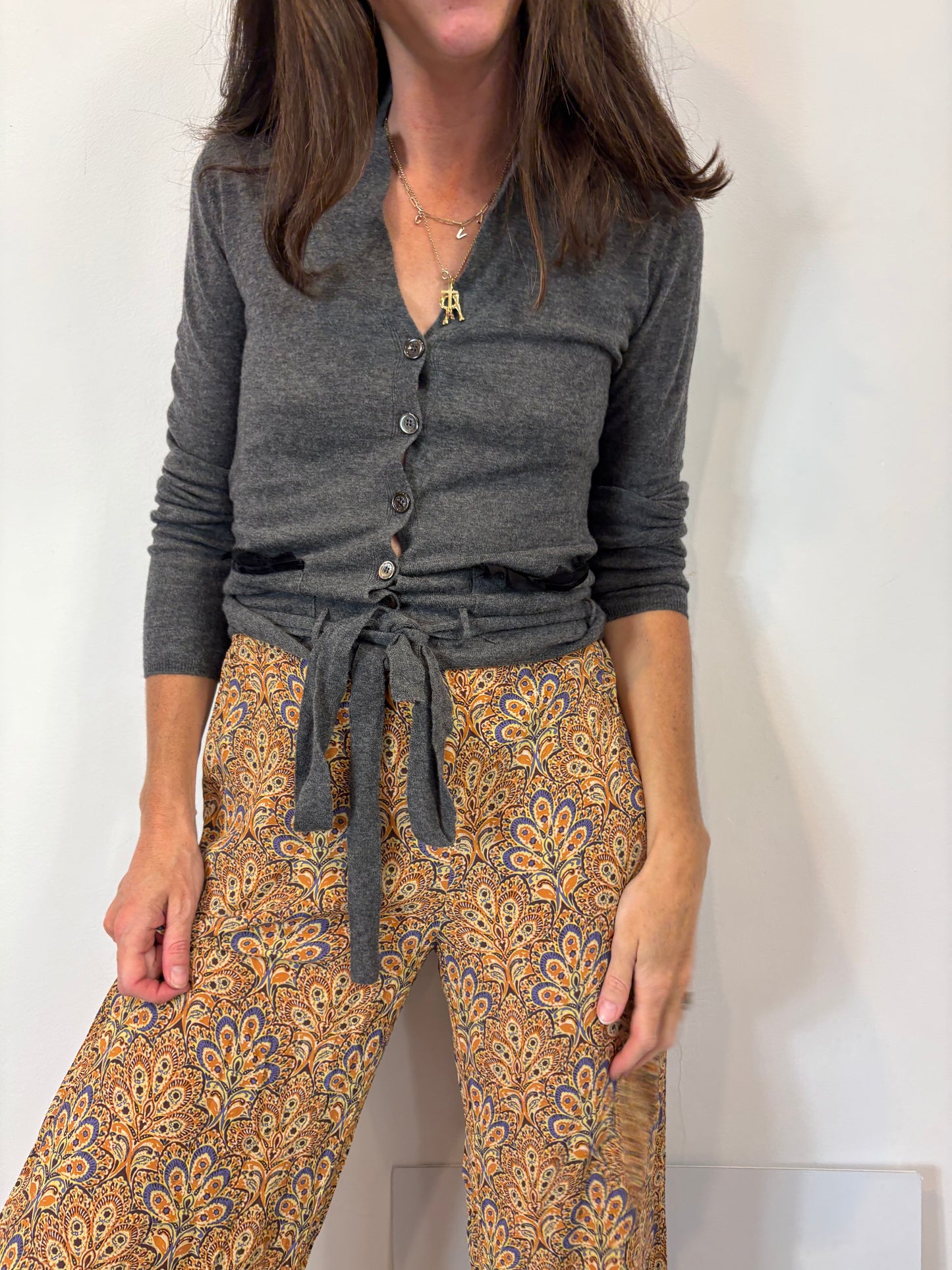 CAROLINA HERRERA. Gray Ts belted cardigan