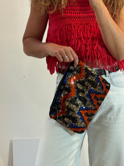 ZARA. Cartera de mano lentejuelas