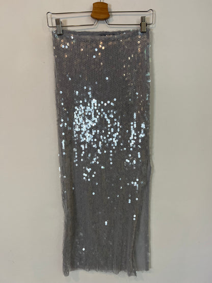 ZARA. falda lentejuelas azul grisaceo T.s