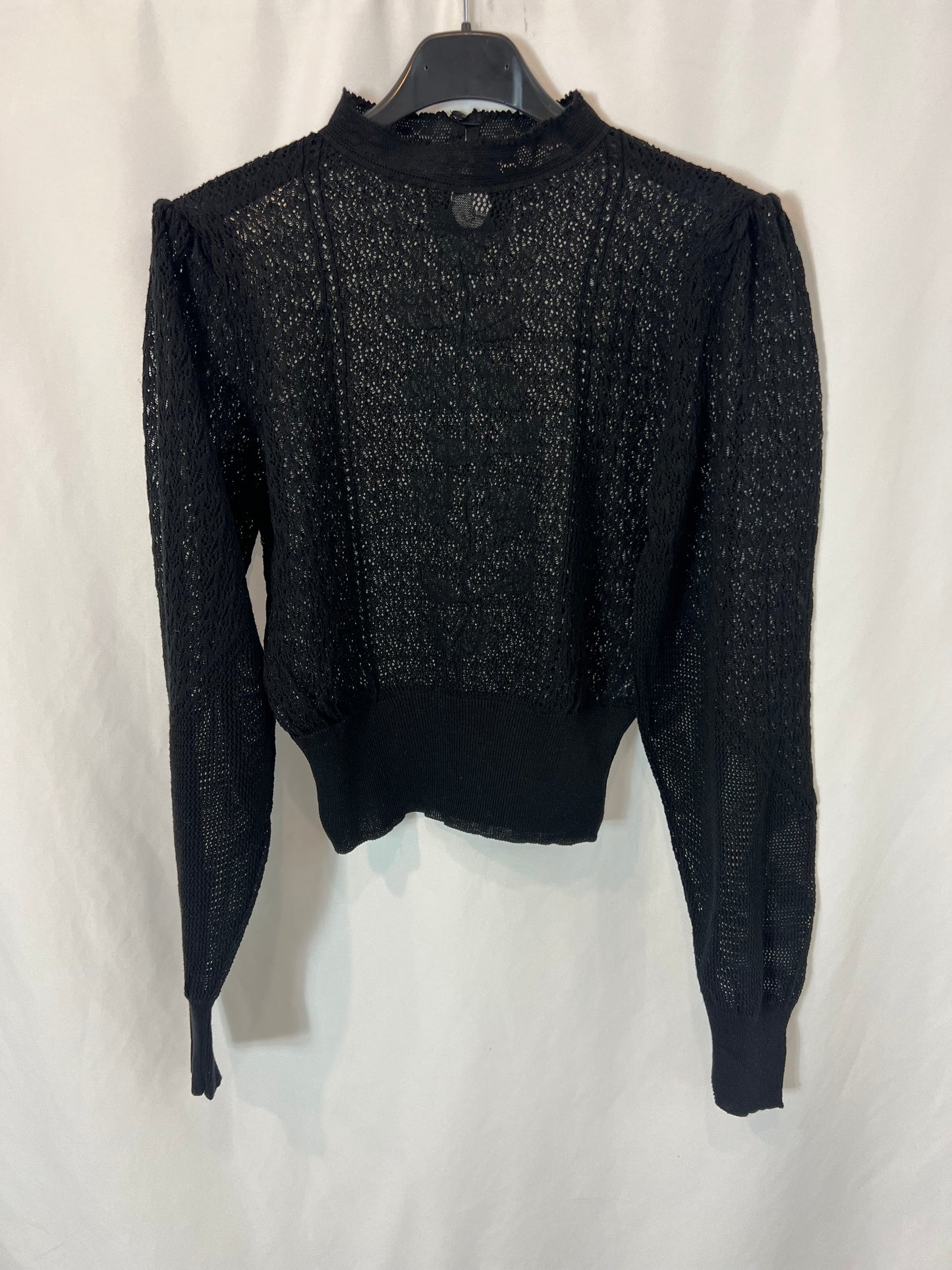 ZARA. Top negro encaje T.s