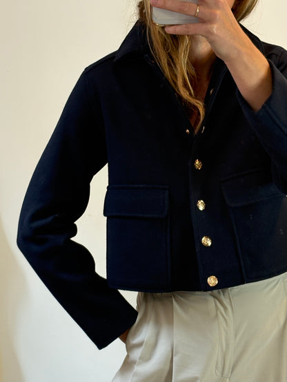 ZARA. Chaqueta azul paño botones dorados