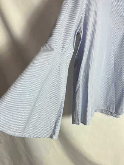 ZARA. Blusa rayas mangas acampadas . T L