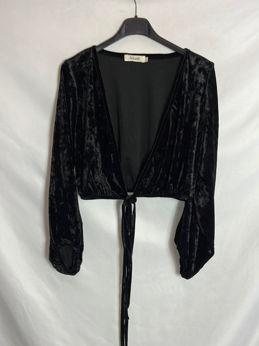 NICOLI. Top cruzado negro terciopelo. T S