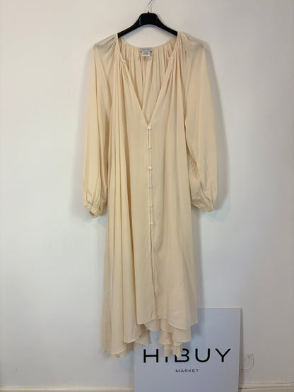 BRUNA. Vestido largo vaporoso beige. TU (S/M)