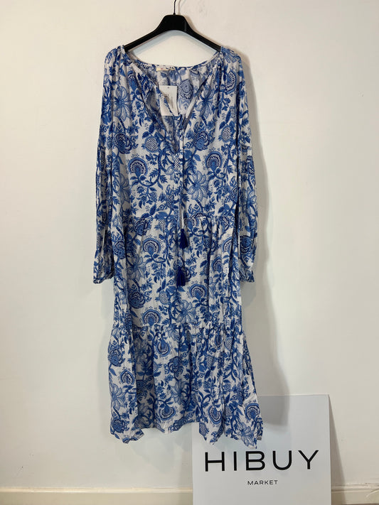 BUGANVILIA. Long dress with blue flowers TL
