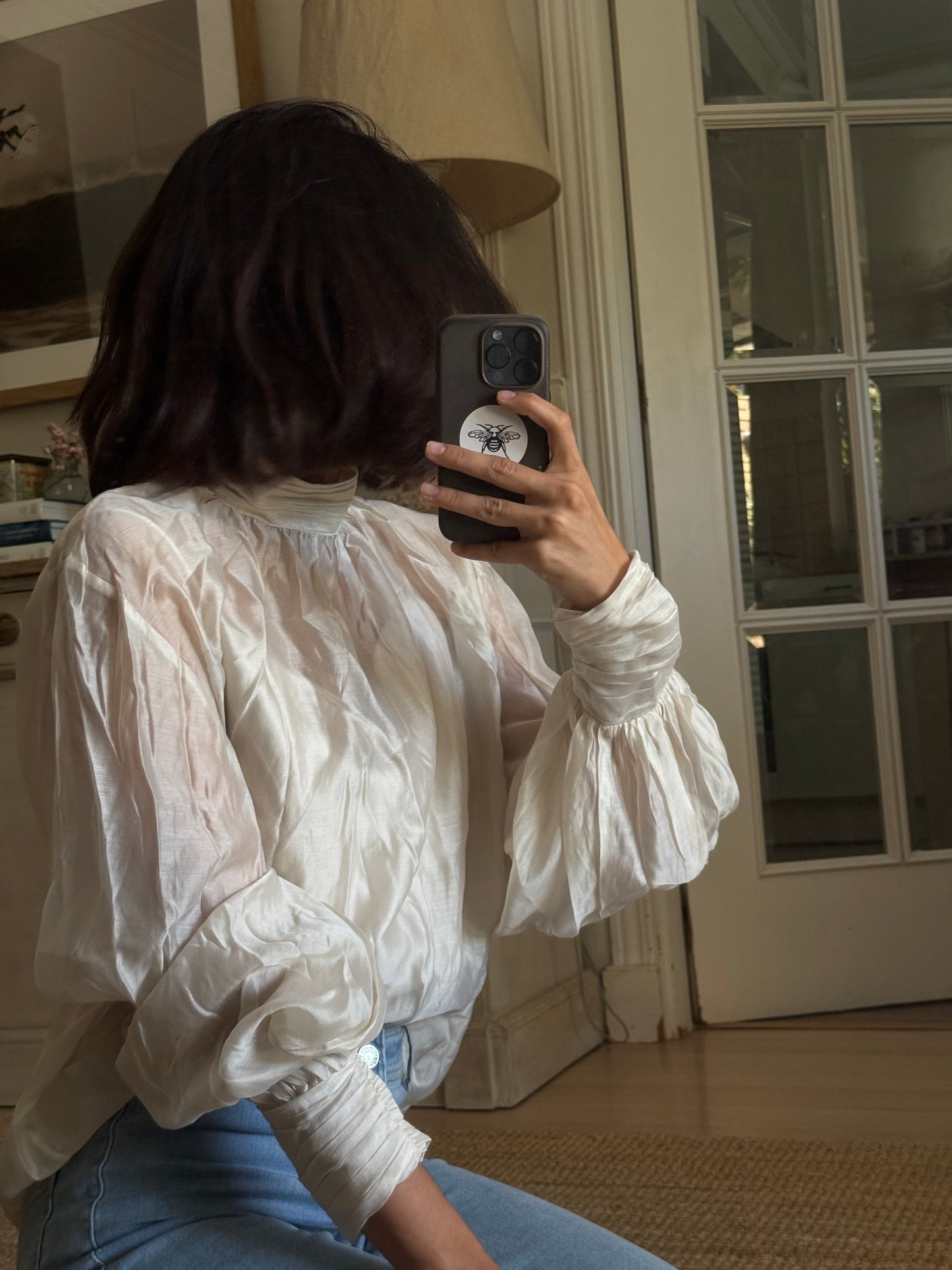 Beige blouse with perking collar Your (s/m)