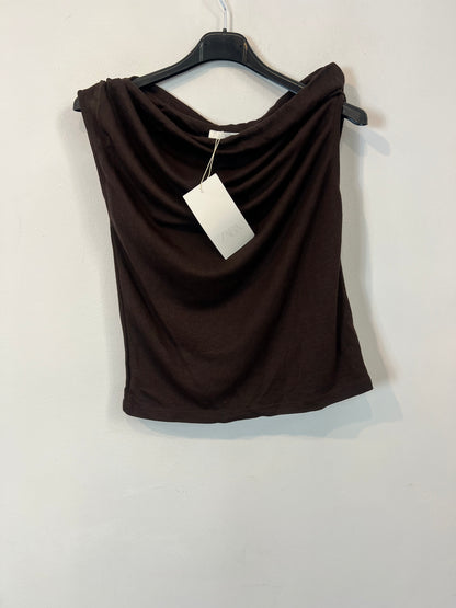 ZARA. Top marrón cuello asimétrico