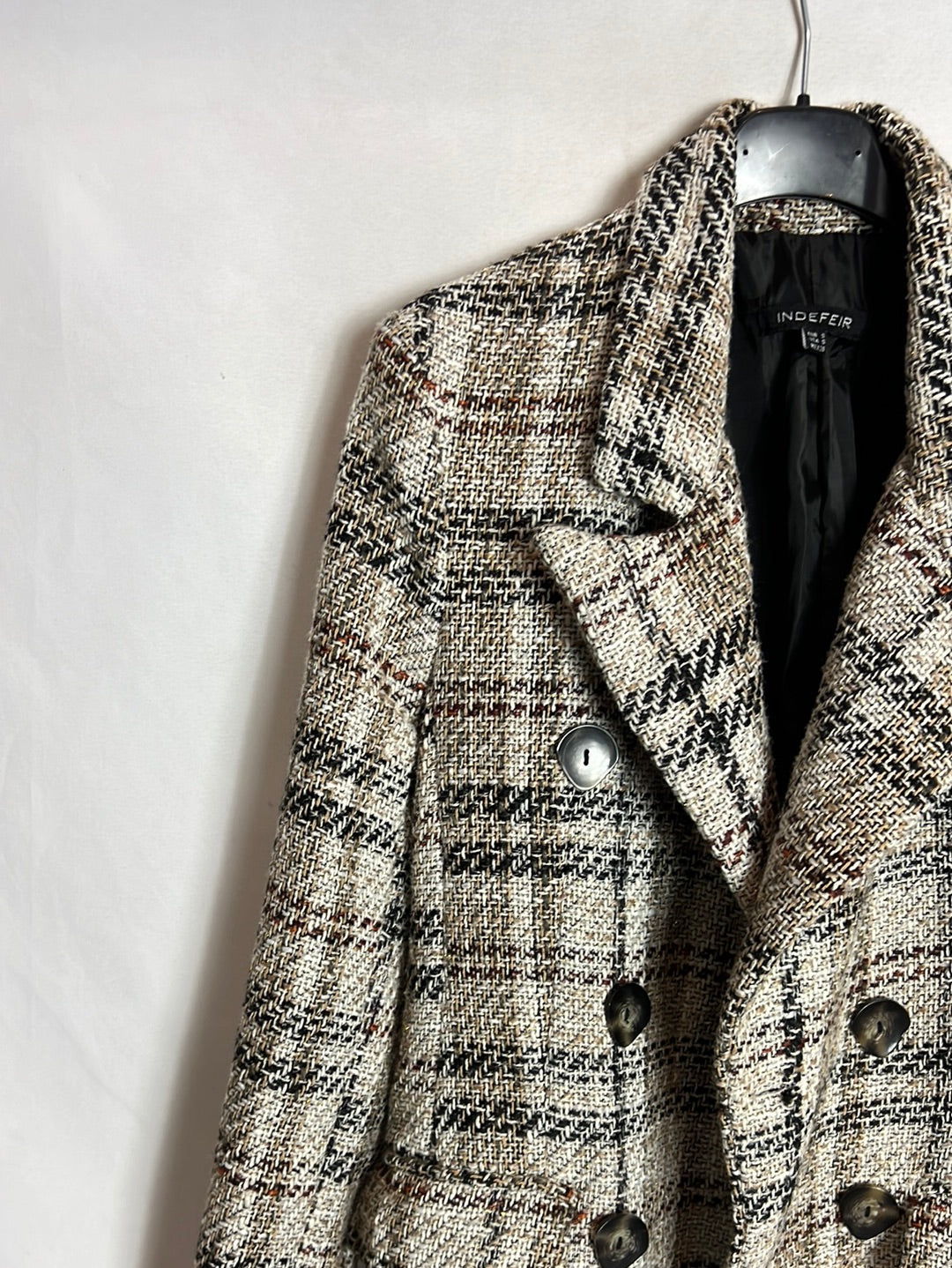 INDEFEIR. Abrigo tweed cruzado T.s