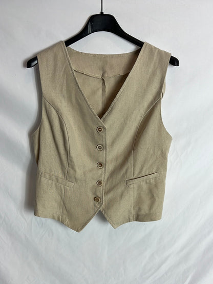 OTRAS. Chaleco beige efecto lino TU(S)
