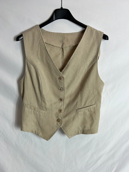 OTRAS. Chaleco beige efecto lino TU(S)