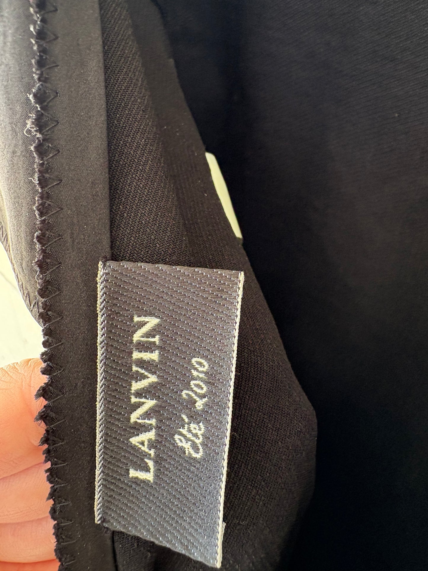 LANVIN. Vestido negro fruncido T.38