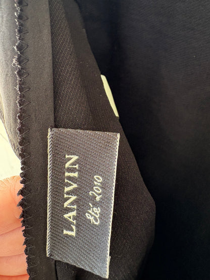 LANVIN. Vestido negro fruncido T.38