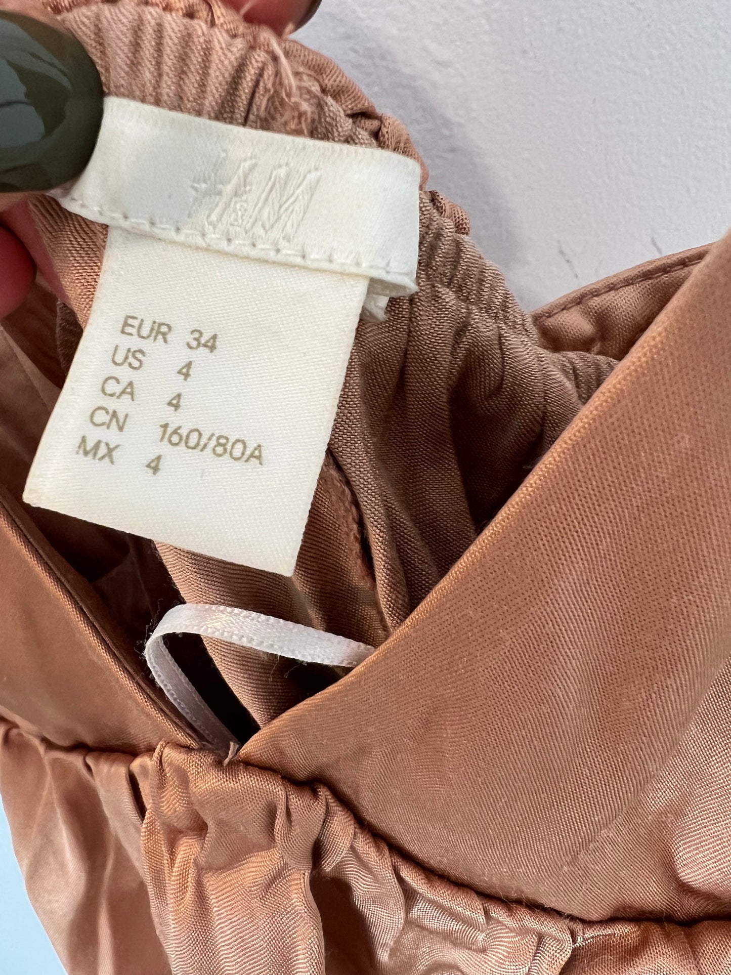 H&amp;M. Nude pink satin dress size 34