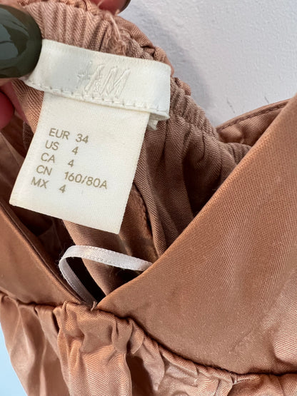 H&amp;M. Nude pink satin dress size 34