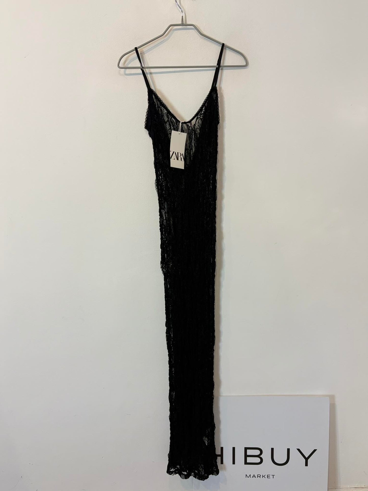 ZARA. Vestido largo calado elástico