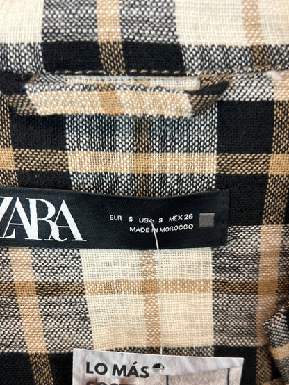 ZARA. Chaqueta cuadros cinturón. T S