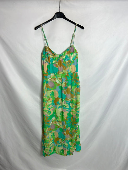 STRADIVARIUS. Vestido midi flores apertura. T M