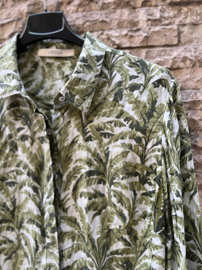 UTERQÜE. Blusa verde hojas seda T.m