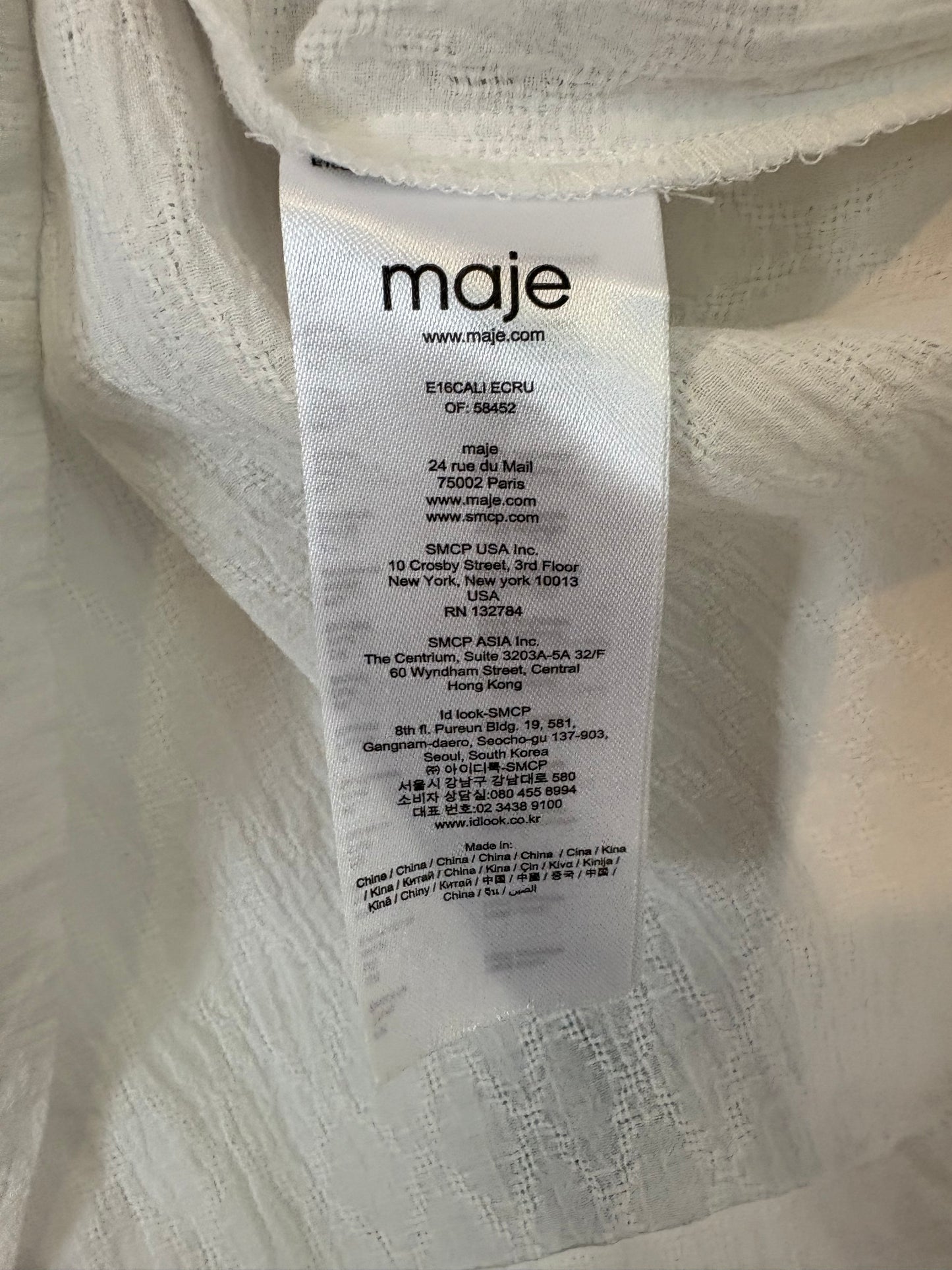 MAJE. Blusa algodón bordados. T 1 (S)