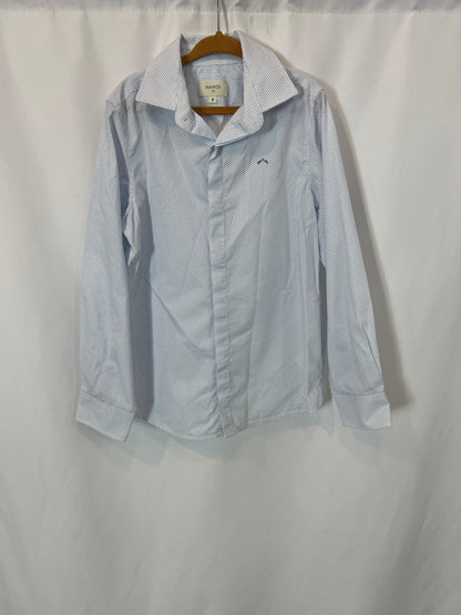 NANOS. Blue print shirt. Age 8