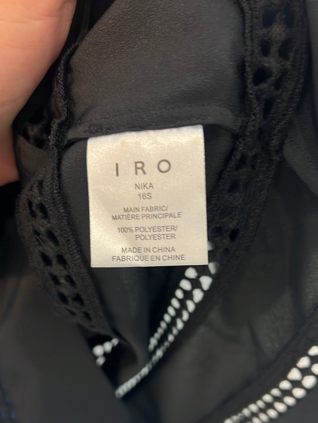 IRO. Black perforated blouse. T 34