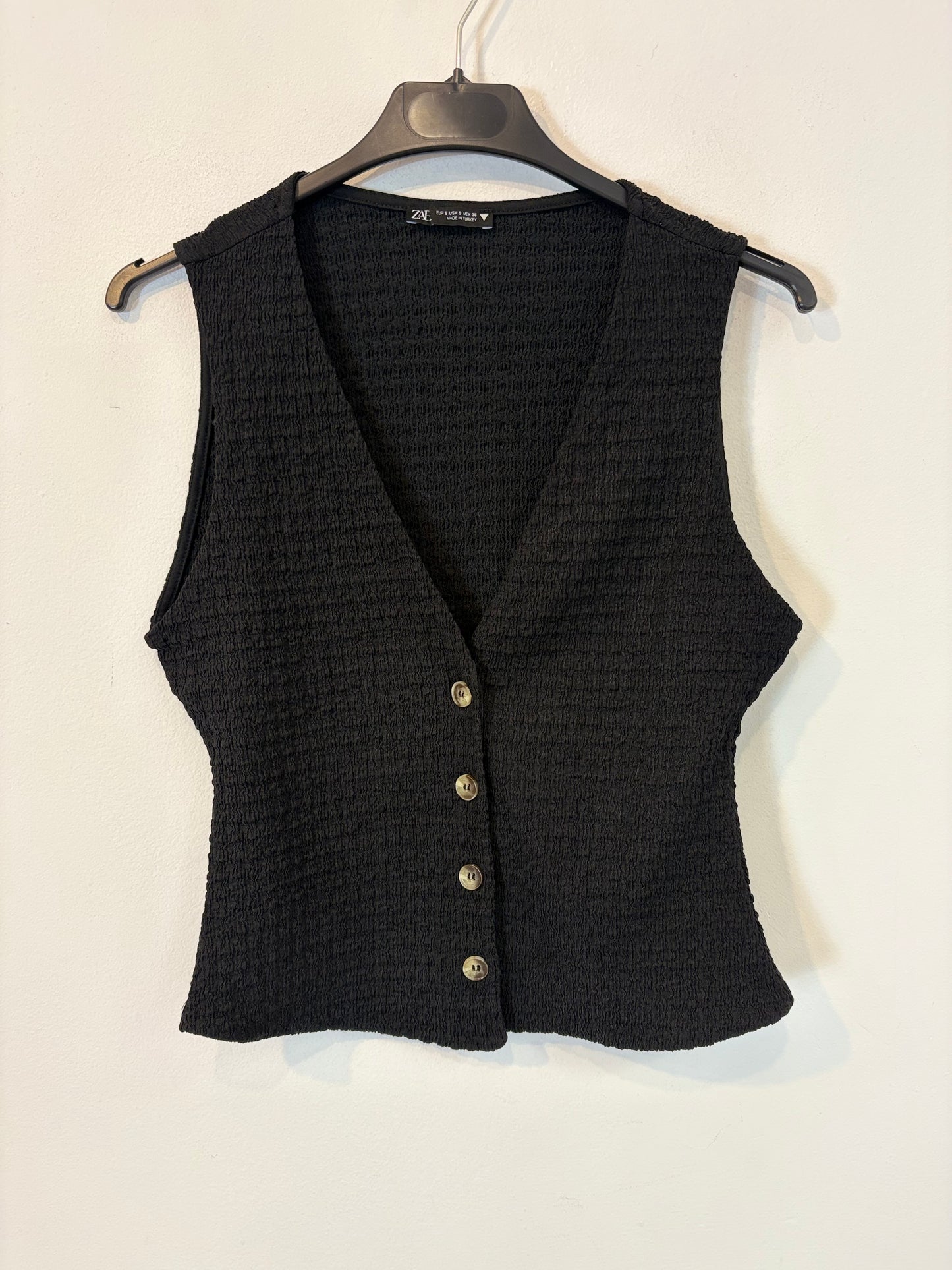 ZARA. Conjunto negro fruncidos. T S