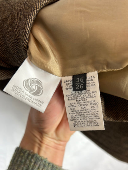 MASSIMO DUTTI. Falda midi lana jaspeada. T 36