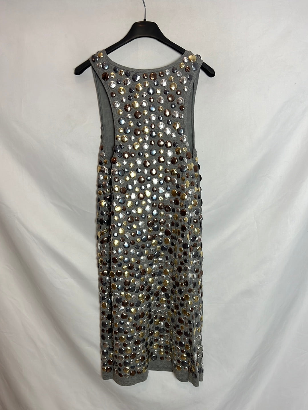 MISSONI. Vestido gris tachuelas. T 36
