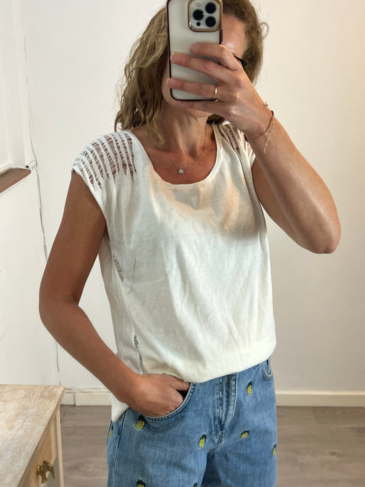 ZADIG&amp;VOLTAIRE. Ecru cotton and silk top. TM/L