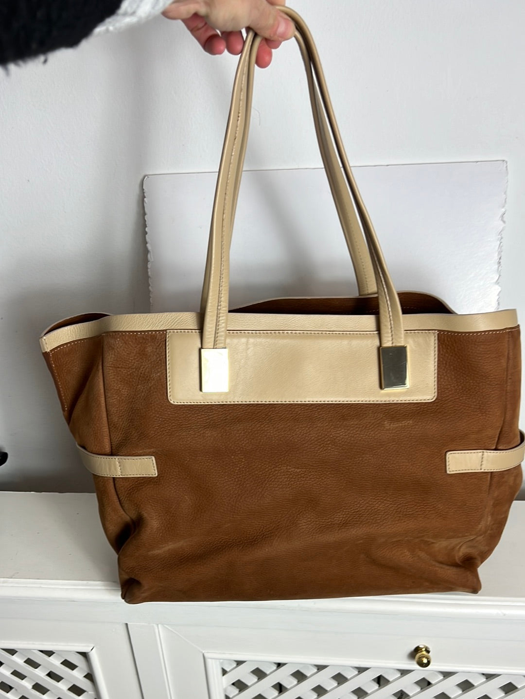 UTERQÜE. Bolso shopper piel bicolor (TARA)