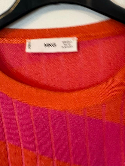 MANGO. Jersey fino rayas fucsia
