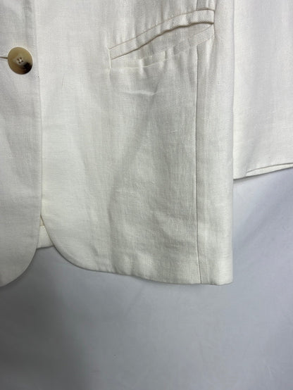 MASSIMO DUTTI. Long linen blazer. T 38