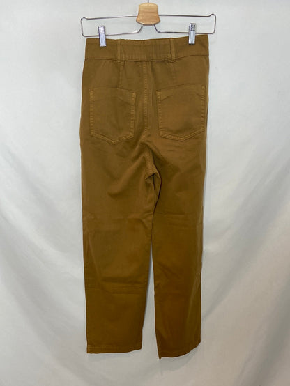 MANGO. Pantalón recto marrón T.34