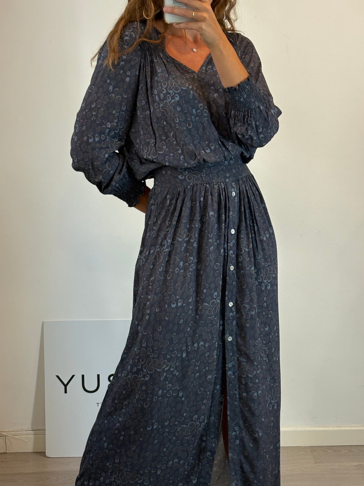 THAIS AMICH. Vestido largo gris T.xs/s