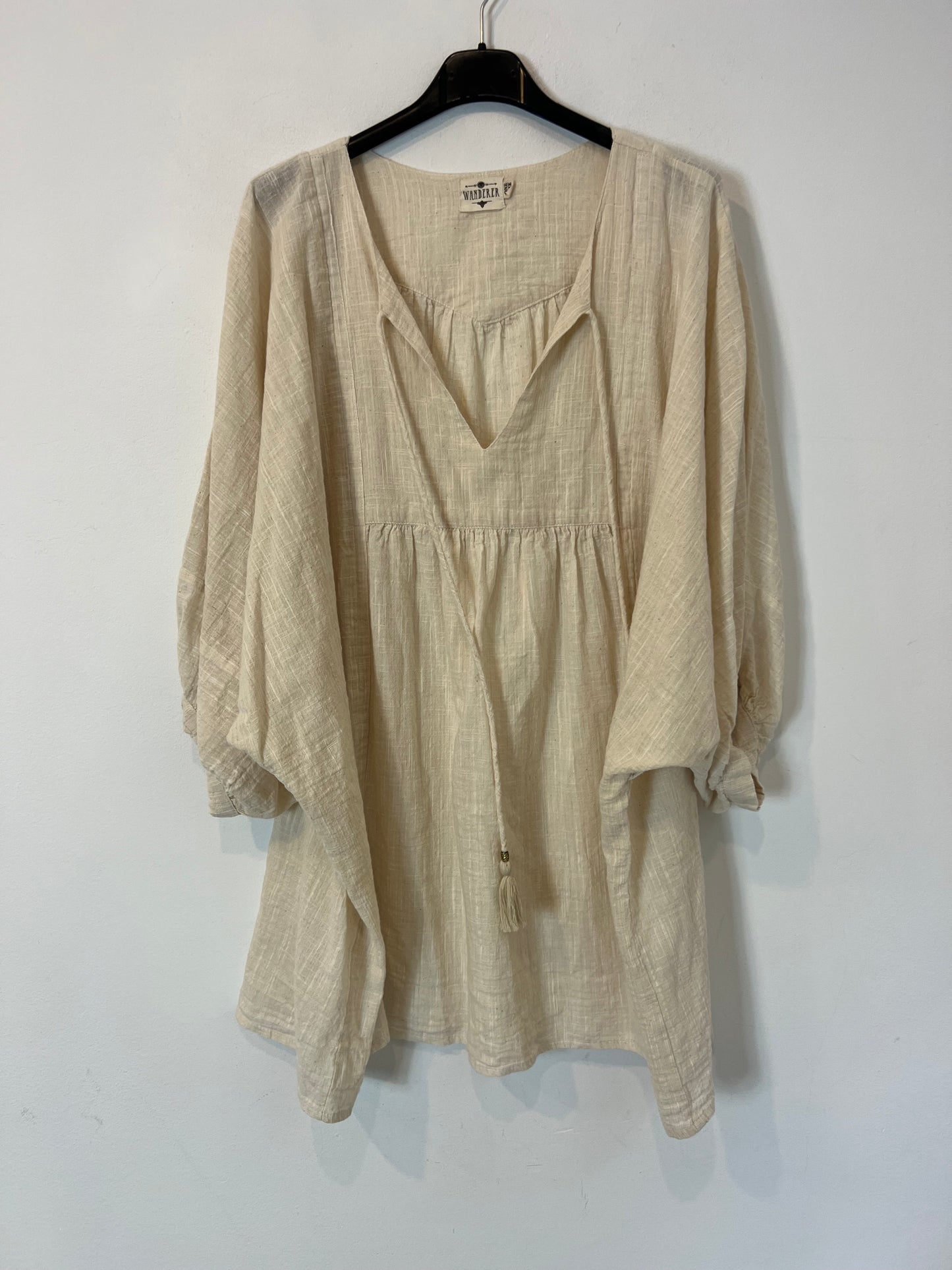 WANDERER MENORCA. Blusón/vestido corto beige algodón. T U (M/L)