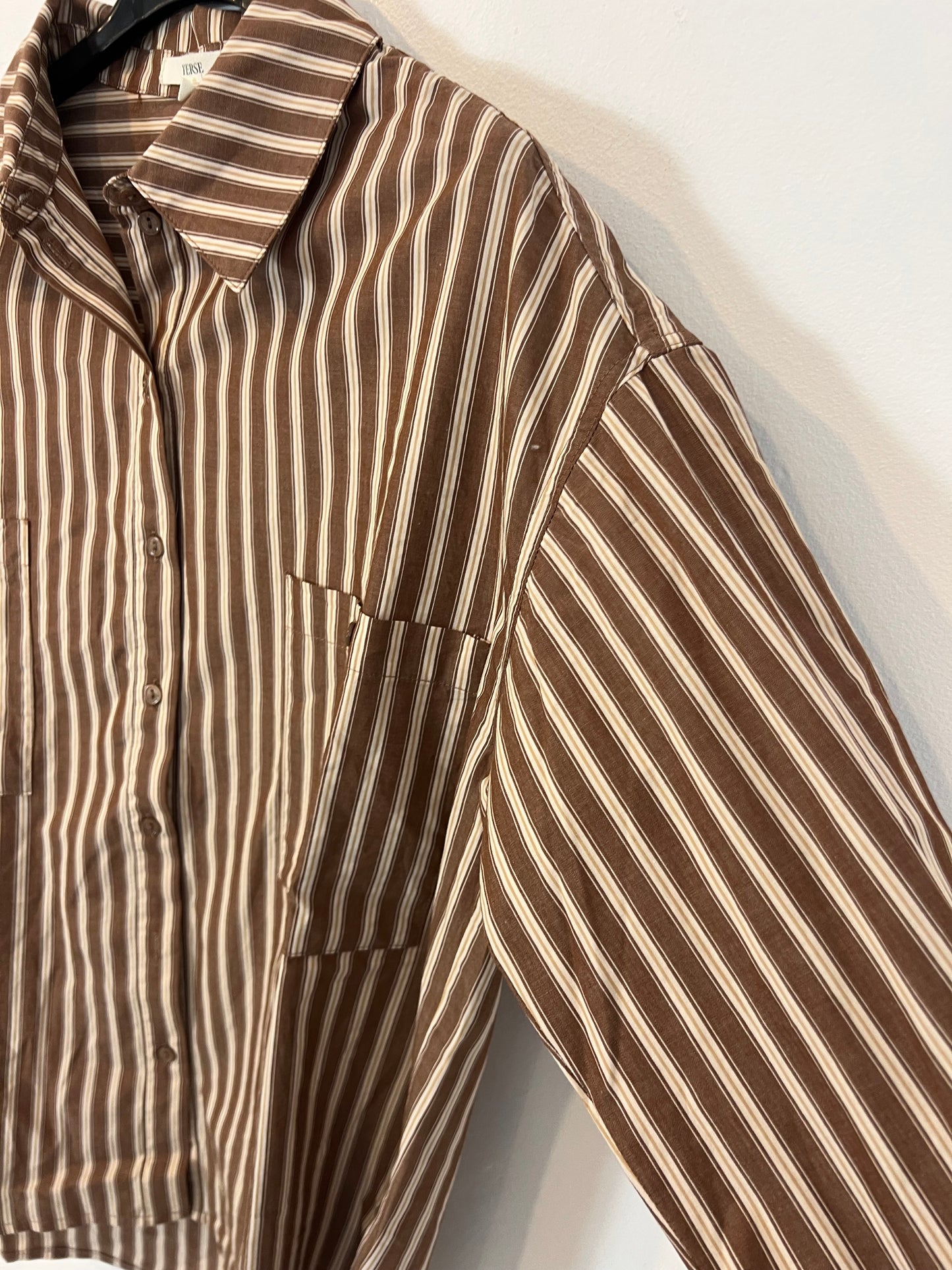 YERSE. Brown striped blouse T.xs