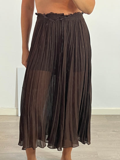 ZARA. Brown pleated palazzo pants S.XS