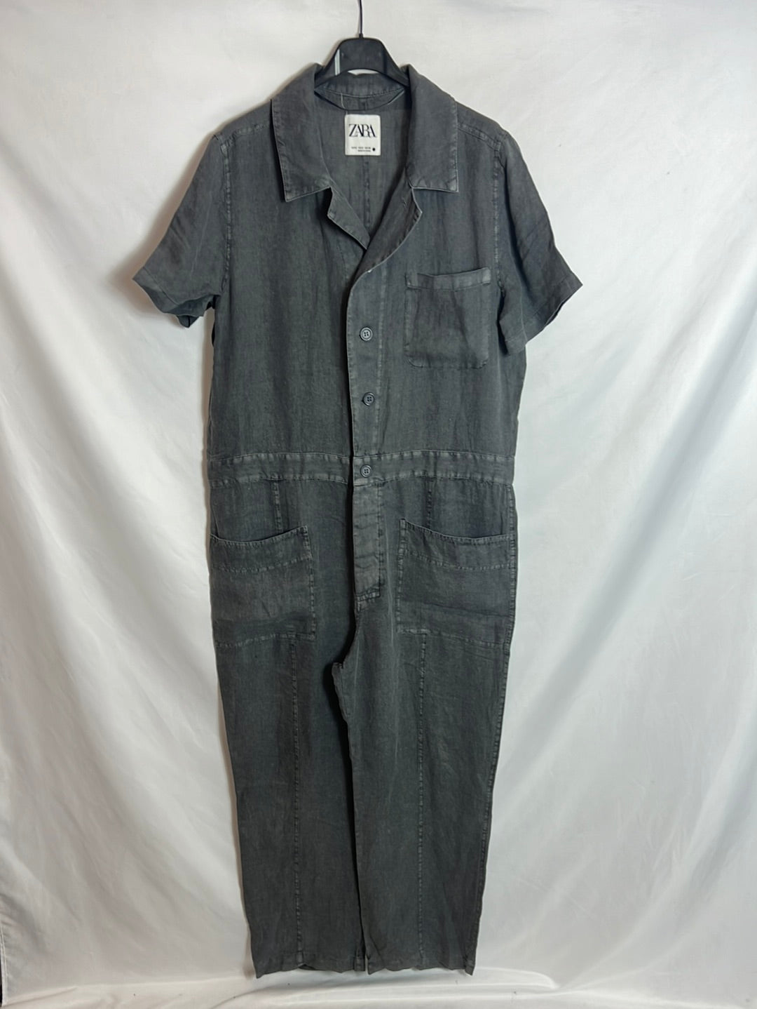 ZARA. Mono lino gris estilo oversized . T S